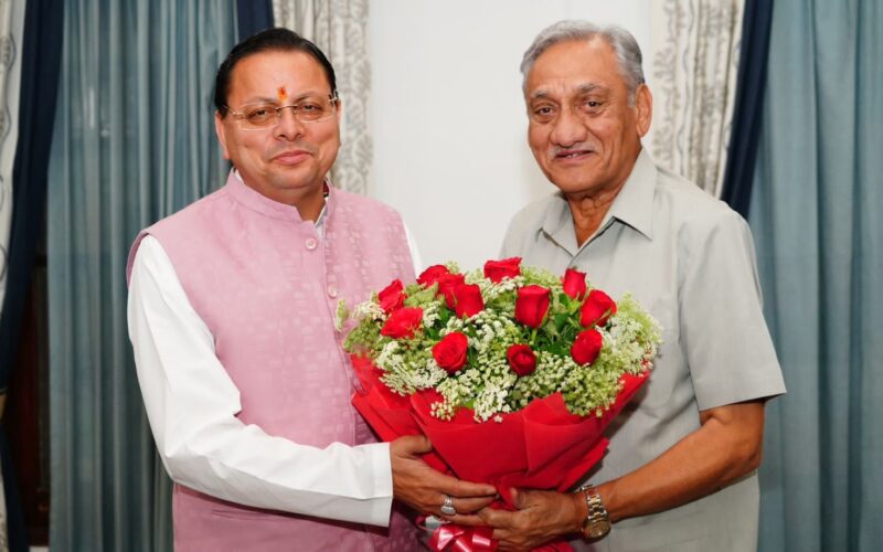 पूर्व मुख्यमंत्री विजय बहुगुणा ने मुख्यमंत्री धामी से की शिष्टाचार भेंट…
